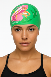 Cască de înot din silicon, copii 7+ ani / adulti, verde - Finis Mermaid