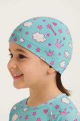 Cască de înot din material textil, copii 3-6 ani, albastru deschis - Fairy