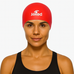 Cască de înot din silicon, copii 7+ ani / adulti, rosu - Jaked Basic