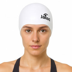 Cască de înot din silicon, copii 7+ ani / adulti, alb - Jaked Basic