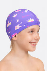 Cască de înot din material textil, copii 3-6 ani, mov - Princess