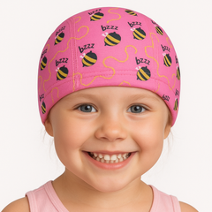 Cască de înot din material textil, copii 3-6 ani, roz - Round Confort Maya