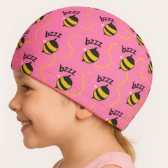 Cască de înot din material textil, copii 3-6 ani, roz - Round Confort Maya