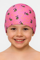 Cască de înot din material textil, copii 3-6 ani, roz - Round Confort Maya