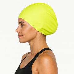 Cască de înot din silicon, copii 7+ ani / adulti, galben deschis - pentru par lung