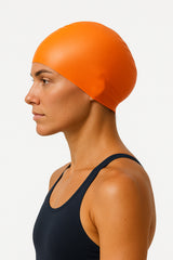 Cască de înot din silicon, copii 7+ ani / adulti, portocaliu - pentru par lung