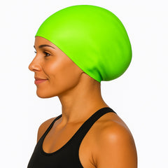 Cască de înot din silicon, copii 7+ ani / adulti, verde deschis - pentru par lung