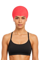 Cască de înot din silicon, copii 7+ ani / adulti, rosu