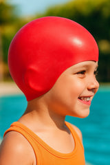 Cască de înot din silicon, copii 3-6 ani, rosu