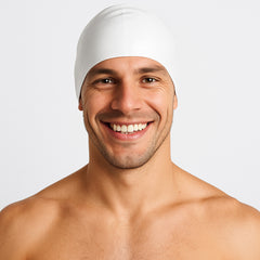 Cască de înot din silicon, copii 7+ ani / adulti, alb - Wrinkle Free