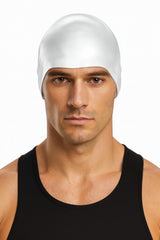 Cască de înot din silicon, copii 7+ ani / adulti, alb - Wrinkle Free