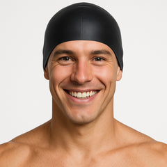 Cască de înot din silicon, copii 7+ ani / adulti, negru - Wrinkle Free