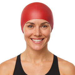 Cască de înot din silicon, copii 7+ ani / adulti, rosu - Wrinkle Free