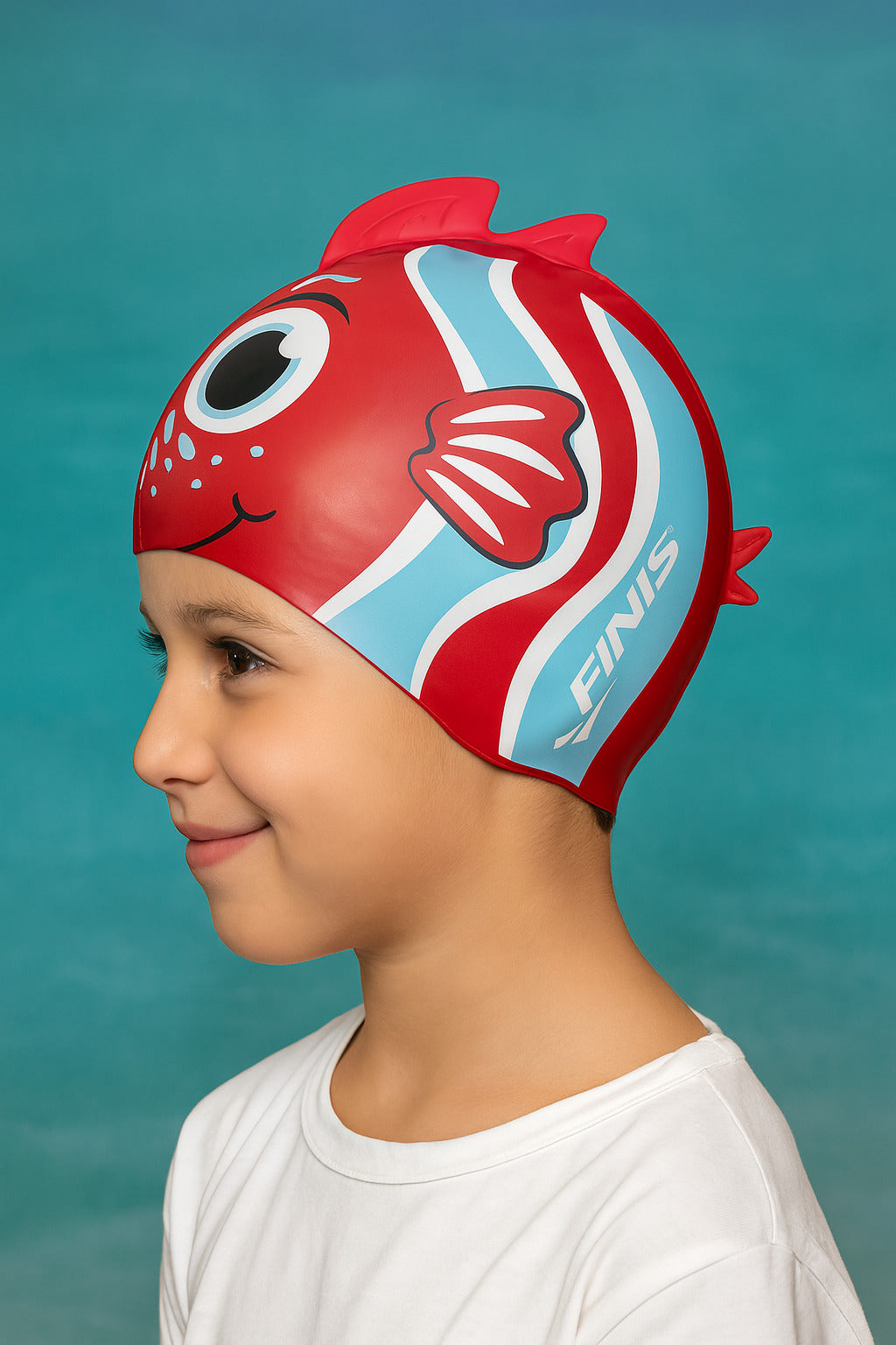 Cască de înot din silicon, copii 3-6 ani, rosu - Finis Angel Fish