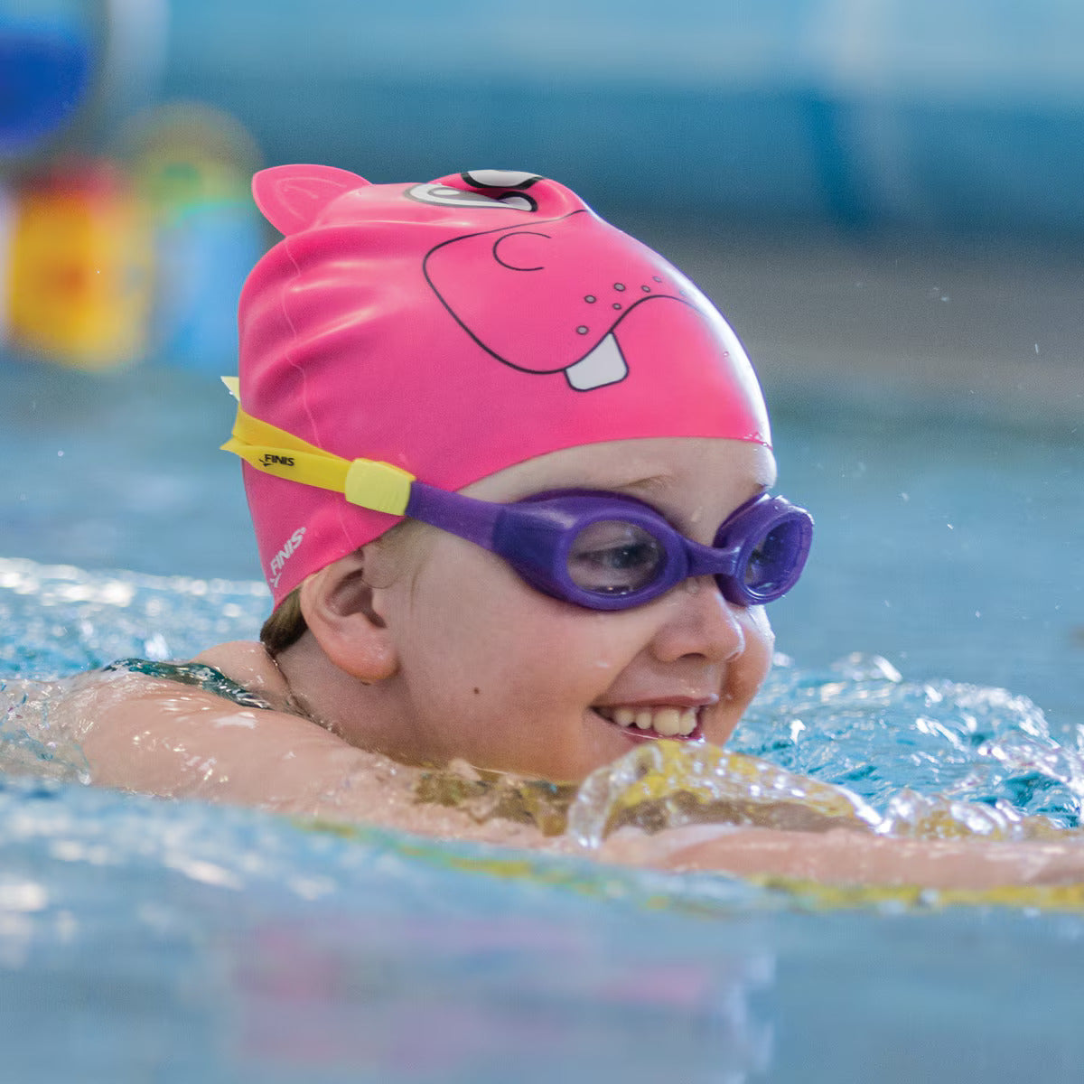 Cască de înot din silicon, copii 3-6 ani, roz - Finis Hippo