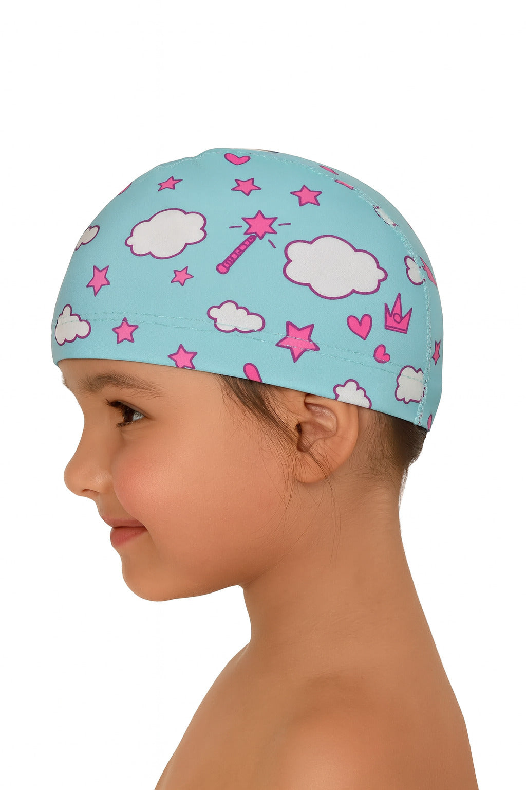 Cască de înot din material textil, copii 3-6 ani, albastru deschis - Fairy