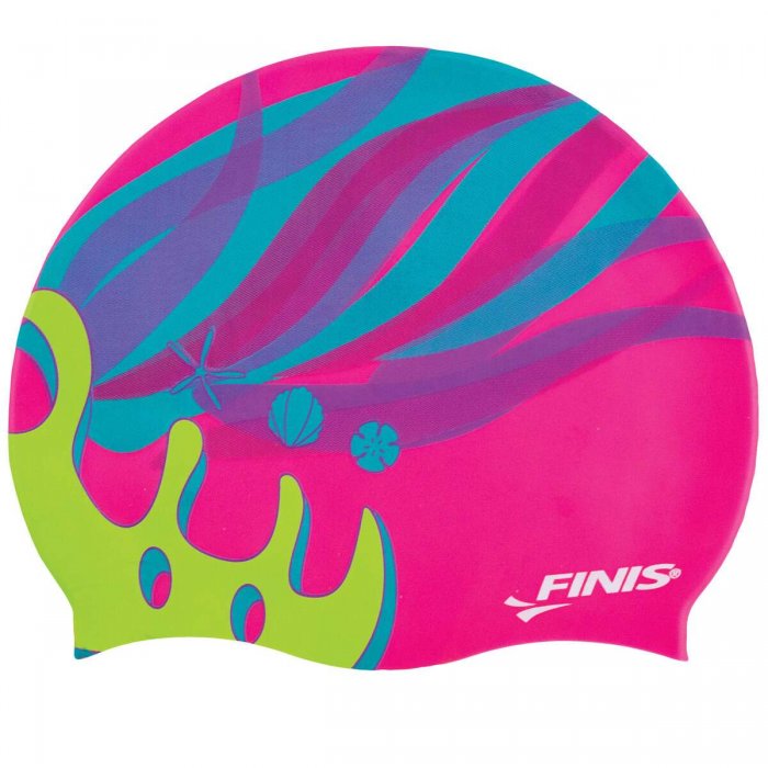 Cască de înot din silicon, copii 7+ ani / adulti, roz multicolor - Finis Mermaid