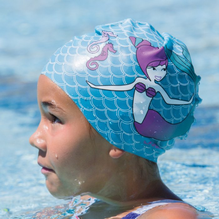 Cască de înot din silicon, copii 7+ ani / adulti, albastru - Finis Mermaid