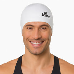 Cască de înot din silicon, copii 7+ ani / adulti, alb - Jaked Basic