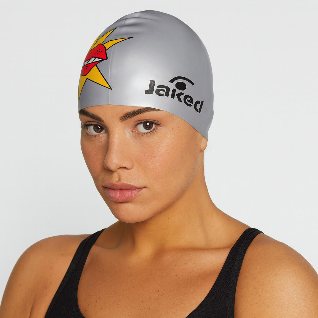 Cască de înot din silicon, copii 7+ ani / adulti, gri - Jaked Kiss