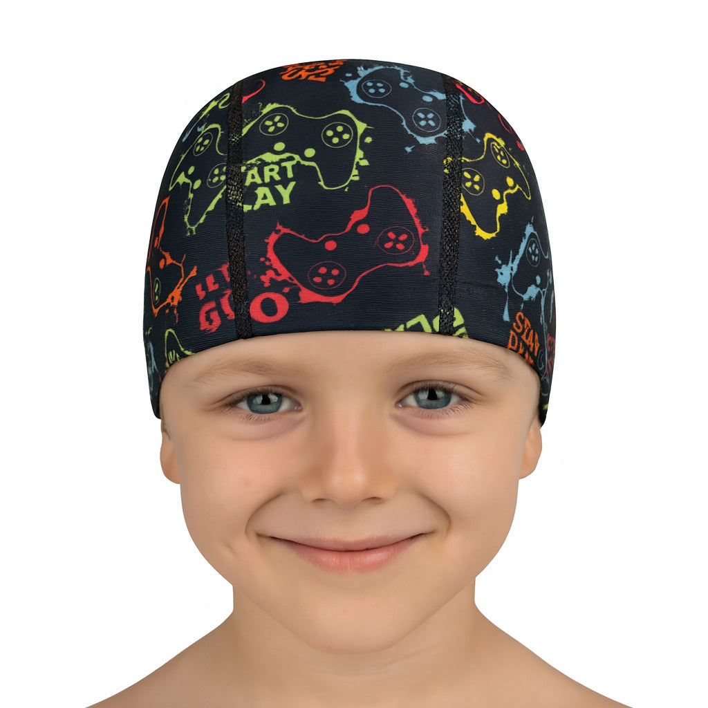 Cască de înot din material textil, copii 3-6 ani, negru - Play