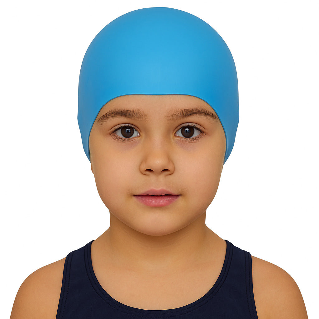 Cască de înot din silicon, copii 3-6 ani, albastru deschis