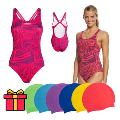 Costum înot dama - Jaked Zebra + CADOU: Casca inot adult silicon