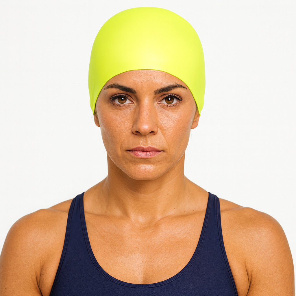 Cască de înot din silicon, copii 7+ ani / adulti, galben deschis - pentru par lung