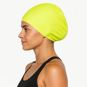 Cască de înot din silicon, copii 7+ ani / adulti, galben deschis - pentru par lung