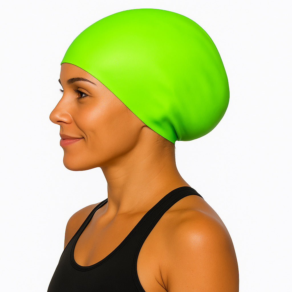 Cască de înot din silicon, copii 7+ ani / adulti, verde deschis - pentru par lung