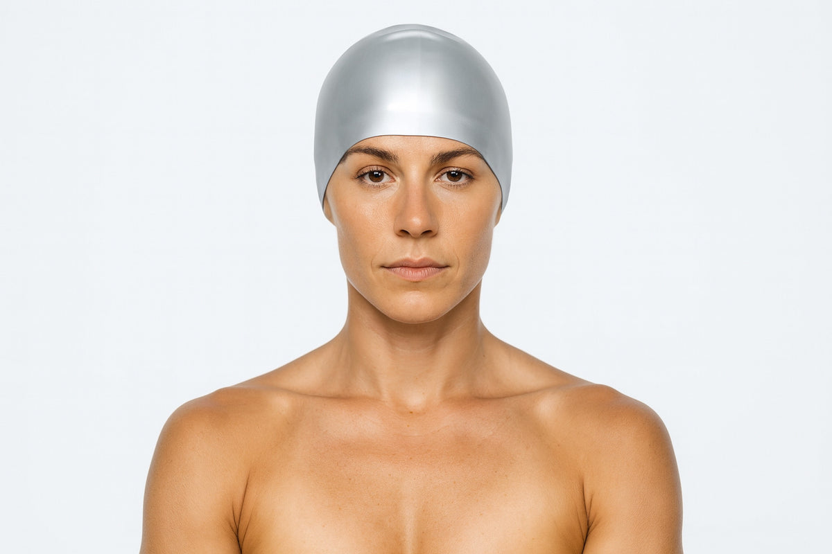 Cască de înot din silicon, copii 7+ ani / adulti, argintiu - Suede Surface