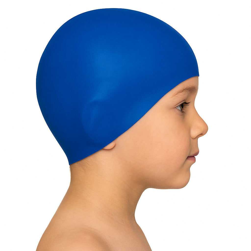 Cască de înot din silicon, copii 3-6 ani, albastru