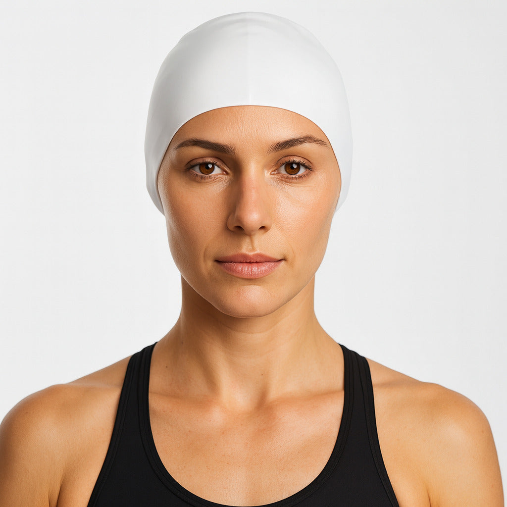 Cască de înot din silicon, adulti, alb - Wrinkle Free