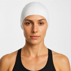 Cască de înot din silicon, copii 7+ ani / adulti, alb - Wrinkle Free Suede