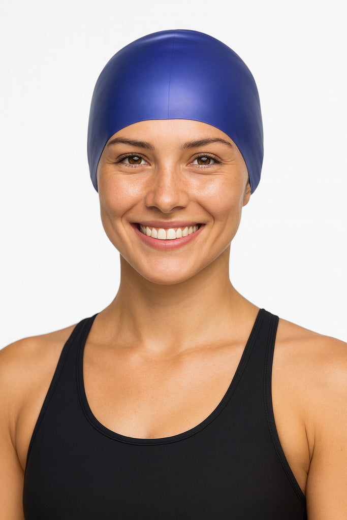 Cască de înot din silicon, adulti, bleumarin - Wrinkle Free