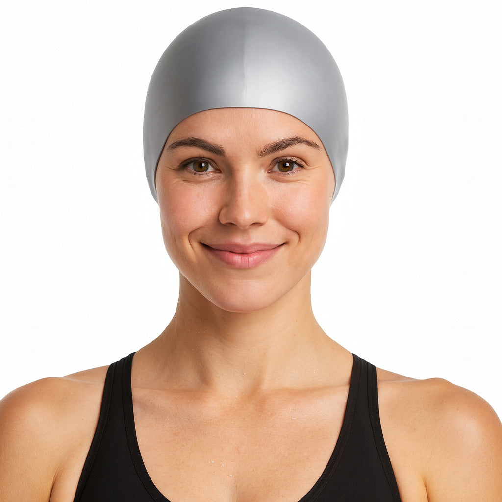 Cască de înot din silicon, copii 7+ ani / adulti, gri - Wrinkle Free Suede